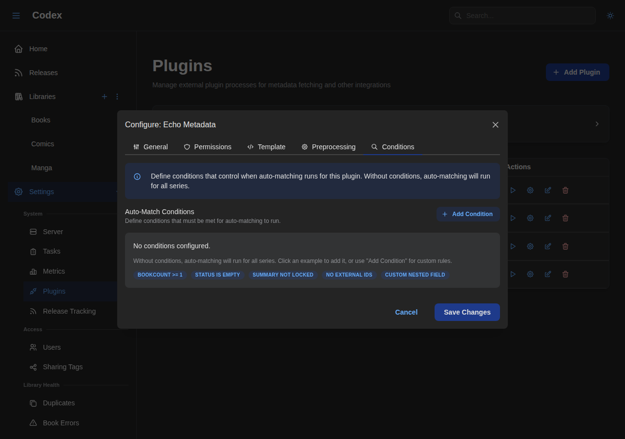Config Modal - Conditions